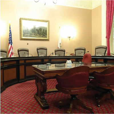 empty committee room at California State Capitol